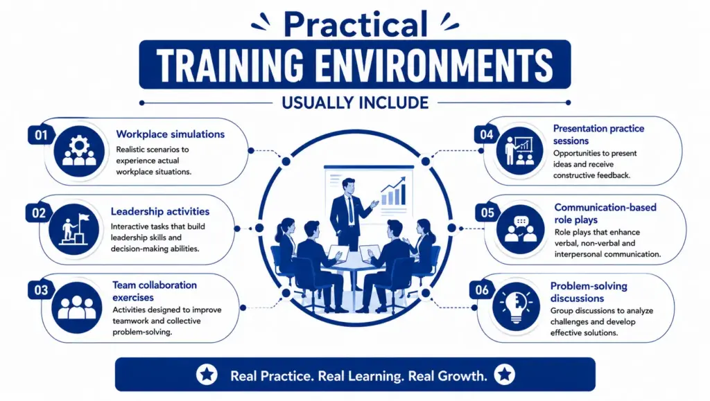 Practical training environments usually include
