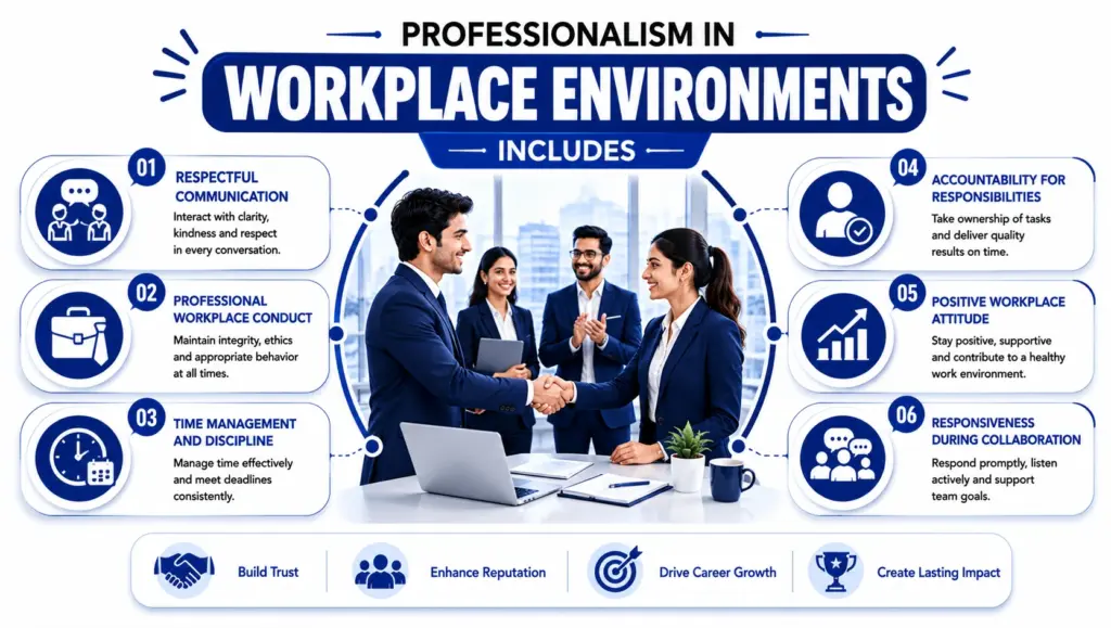 Professionalism in workplace environments includes