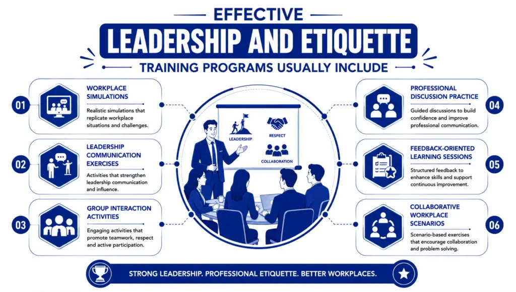 Effective leadership and etiquette training programs usually include