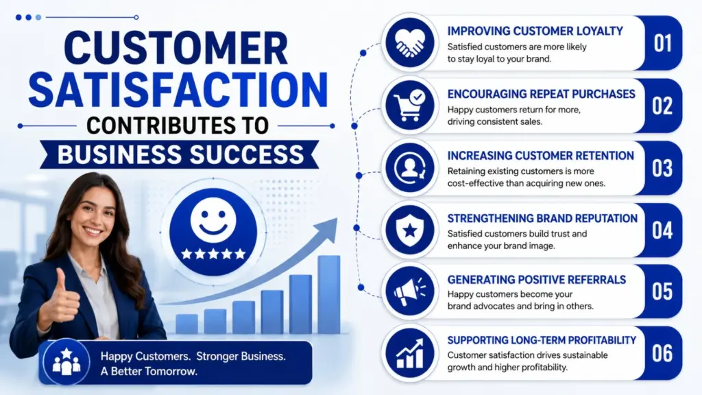 Customer satisfaction contributes to business success by