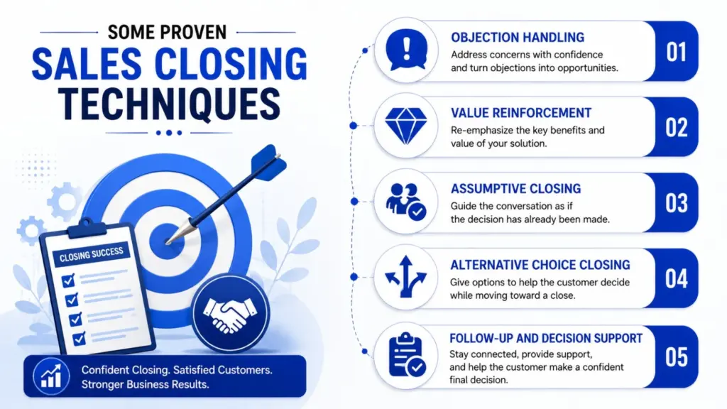 Some proven sales closing techniques include